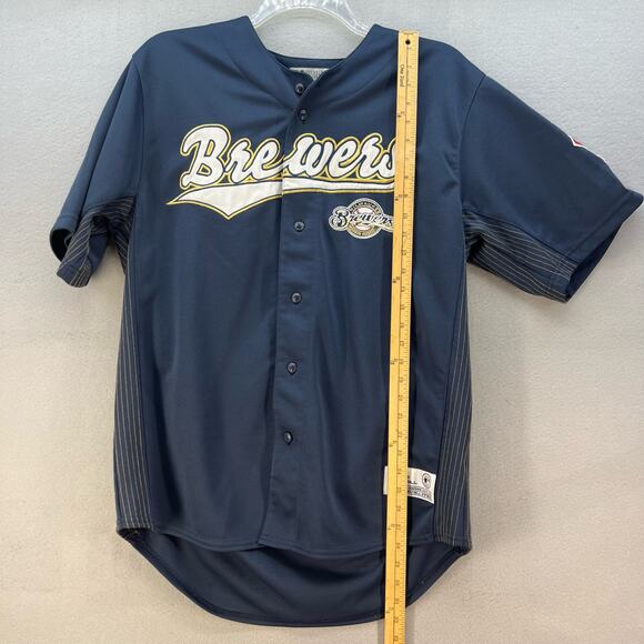 True Fan Milwaukee Brewers Jersey Men's L Ryan Braun Blue Gold Baseball All-Star - Picture 11 of 12